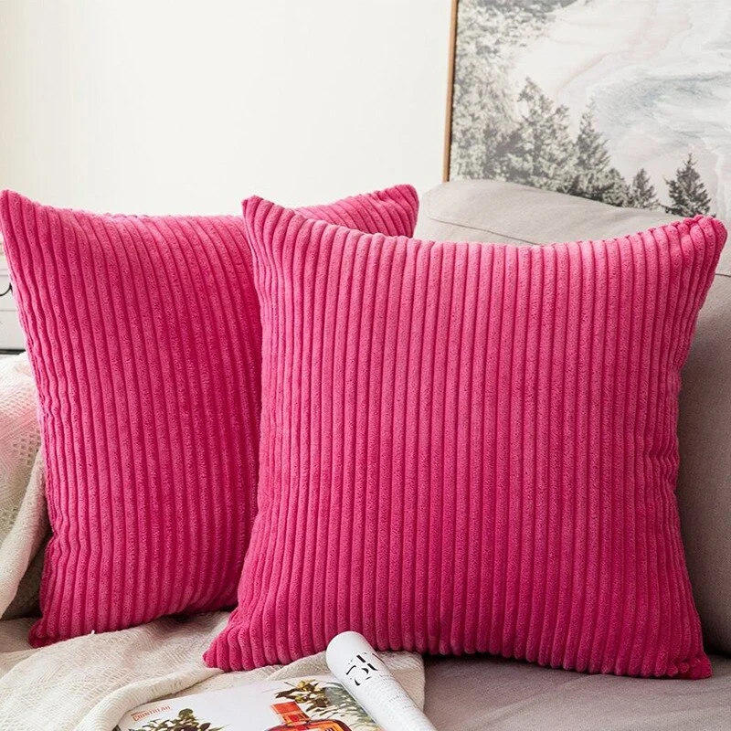 Soft Velvet Cushion Cover Solid Pillow Case Corduroy Flocking Stripe Yellow Gray PinHome Decorative Pillow Cover 45x45cm 30x50cm