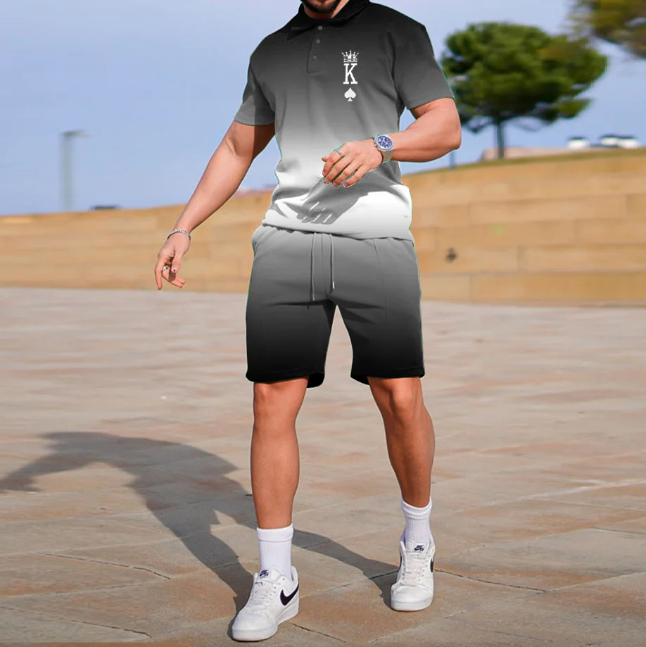 Gradient fashion lapel polo suit