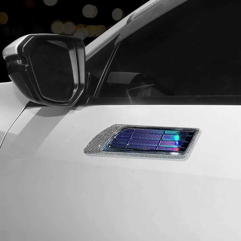 Universal Car Exterior Accessories -- Hood Scoop For Cars, Car Hood Vents With Cool Solar Warning Light, Car Vent Accessories. Cars, Pickup Trucks, SUVs, Exterior Automotive Accessories, A Pair. ( Col