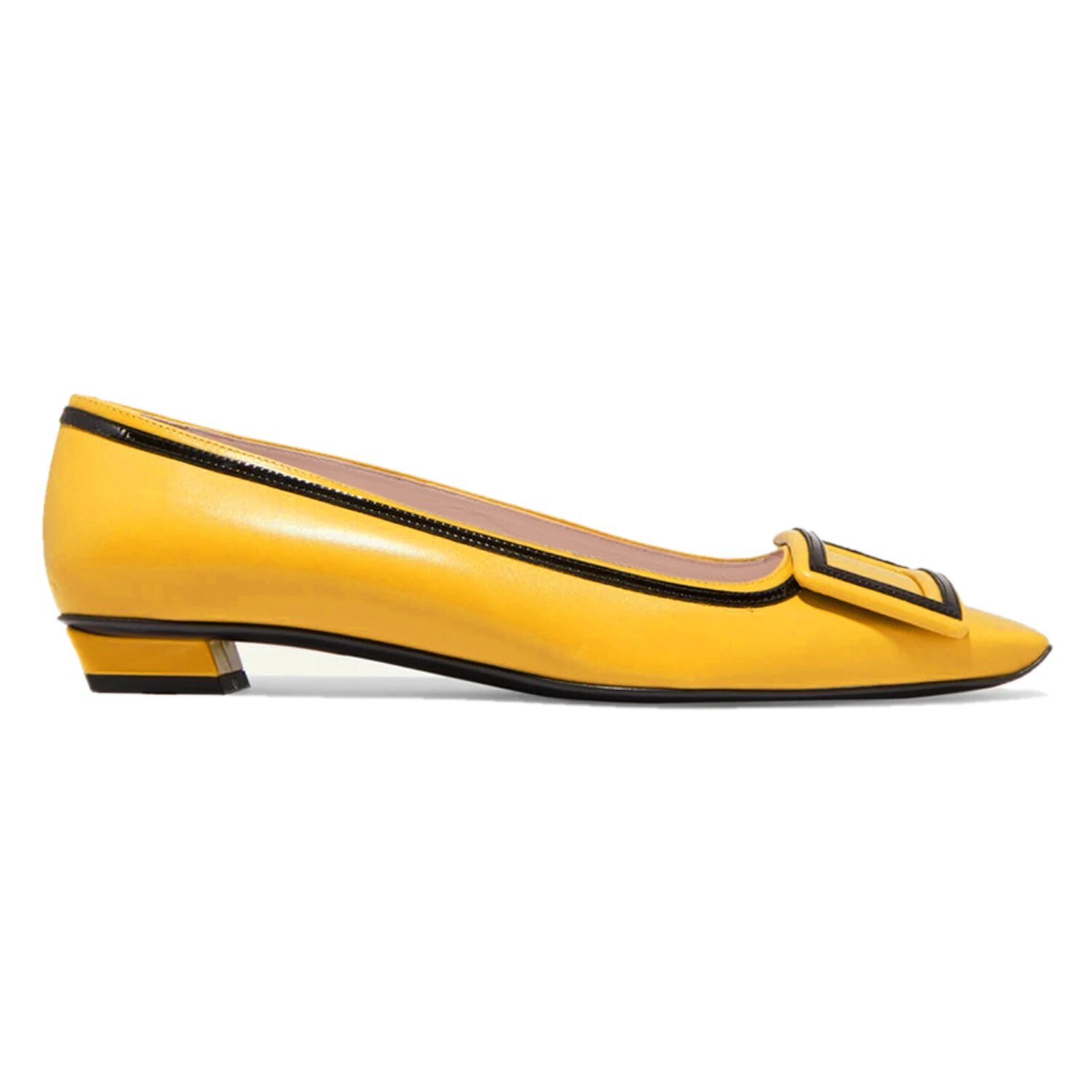 TAAFO Rectangular Buckle Black Edge Low Heels Women Flats Square Toe Pumps Dress Office Ladies Shoes 39