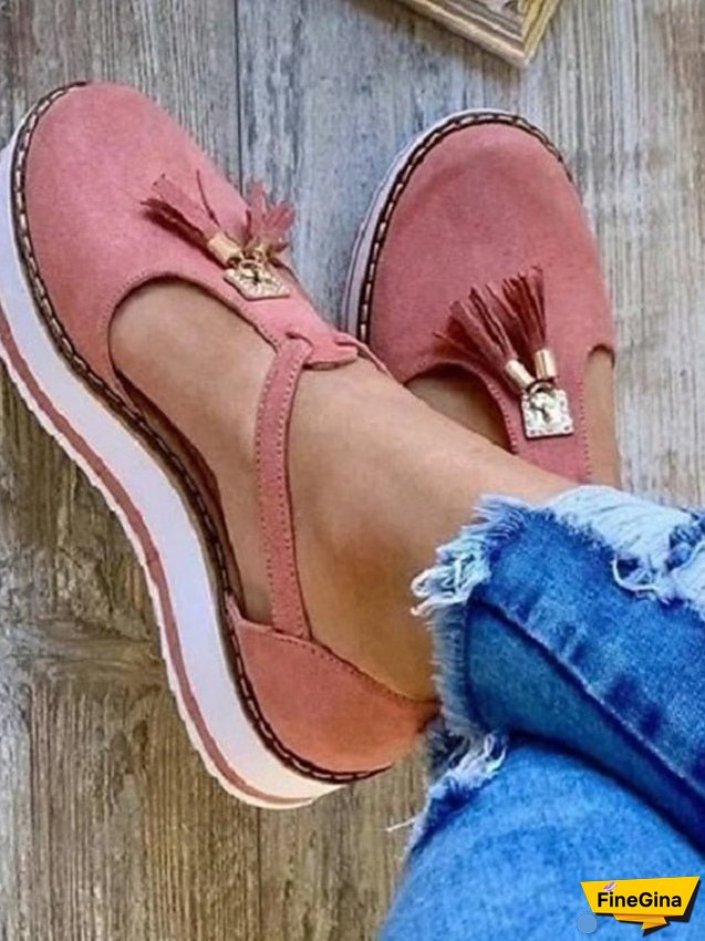 Women's Sandals Platform Sandals Plus Size Outdoor Daily Walking Summer Tassel Platform Flat Heel Round Toe Closed Toe