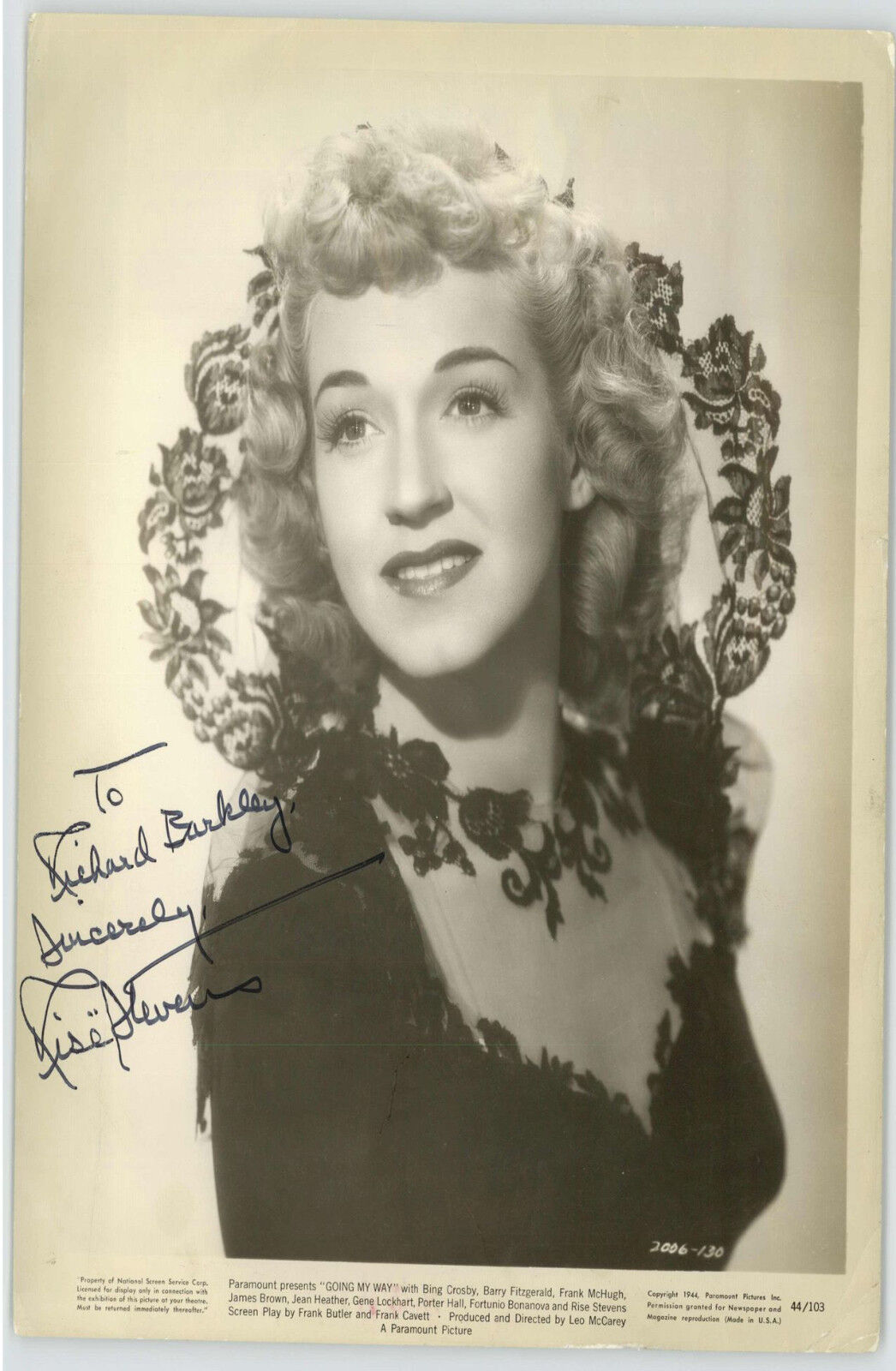 RISE STEVENS OPERA SINGER (DECEASED) VINTAGE 8X10 JSA AUTHENTICTED COA #P41742