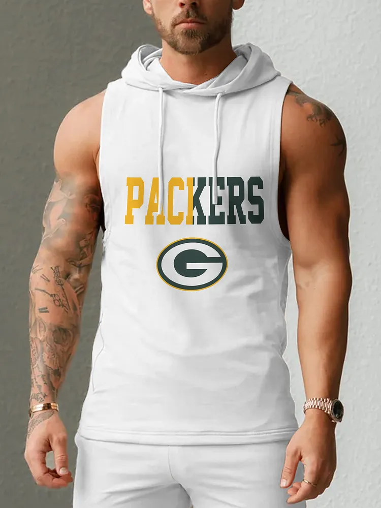 Green Bay Packers Men's  Casual Comfy Sleeveless Hooded Tank Top