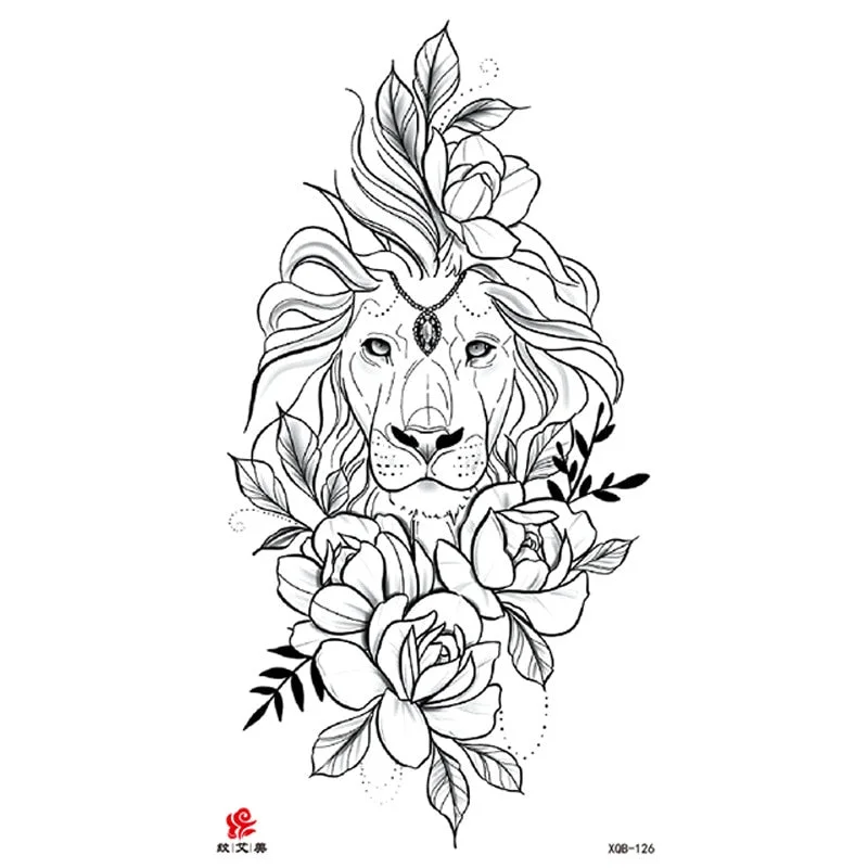 Animal Tiger dragonTemporary Tattoos Fox Wolf Eagle Fake Tatto Sticker Owl Flower Tatoo Body Armbands Men tatuajes temporales