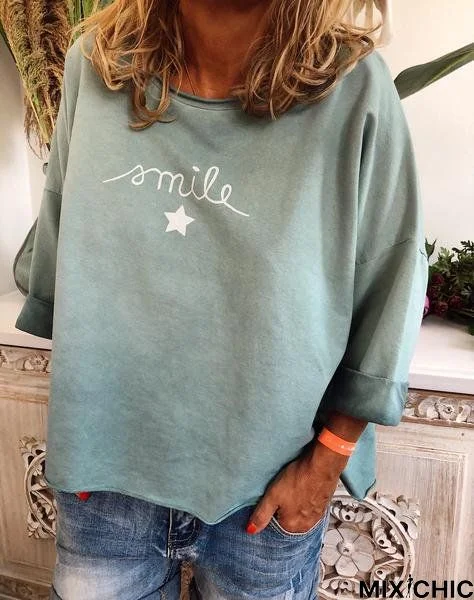 Vintage Long Sleeve Cotton-Blend Top