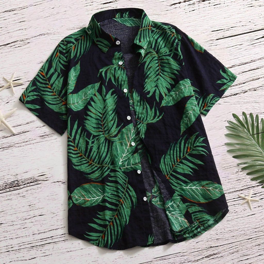 Plus Size Mens Hawaiian Shirt Fashion Casual Button Hawaii Print Beach Short Sleeve Quick Dry Top Blouse S-5XL рубашка мужская