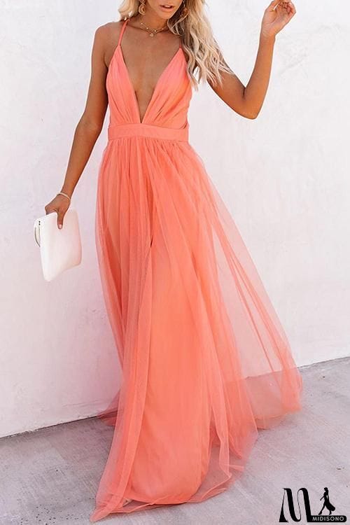 MidiSono - V Neck Backless Maxi Dress