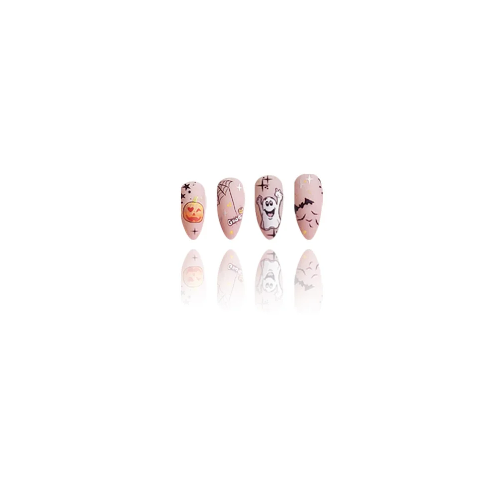 Churchf Churchf Almond Nail Happy Pumpkin Ghost Spider Halloween Element Fake Nail Finished Wear A Holiday Beauty