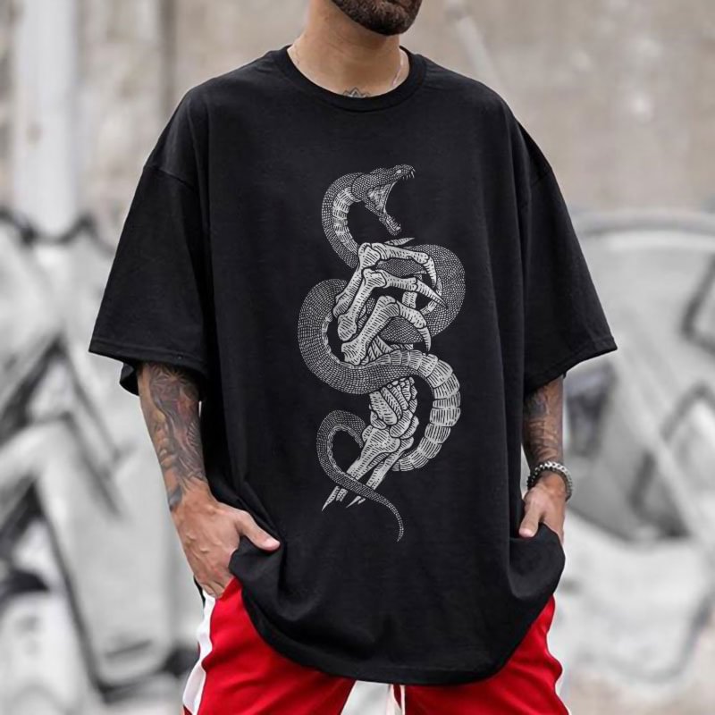 Horror viper print men's T-shirt designer - Krazyskull