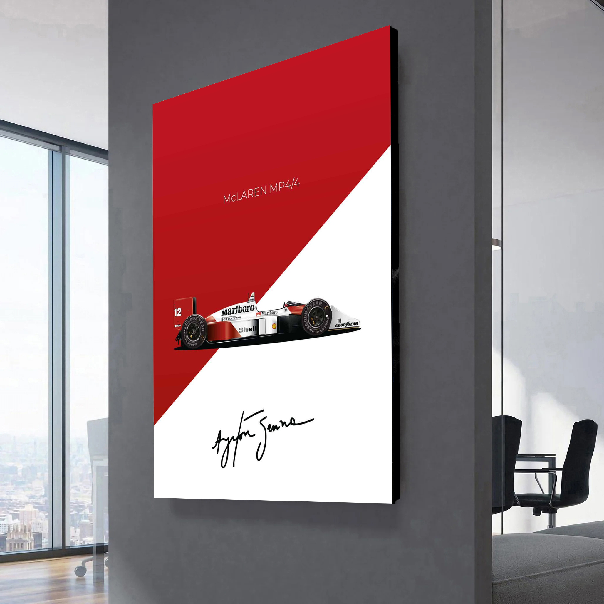 Ayrton Senna McLaren MP4/4 F1 Poster Canvas Wall Art 