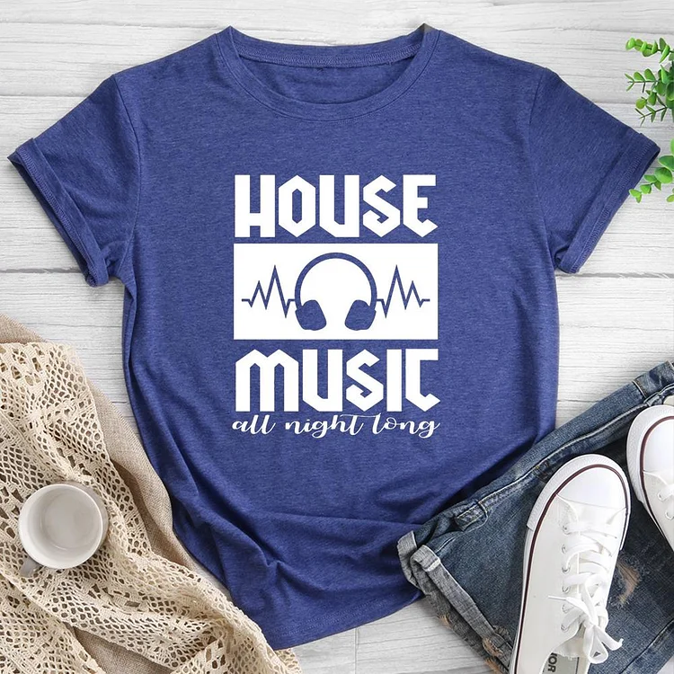 House Music Round Neck T-shirt