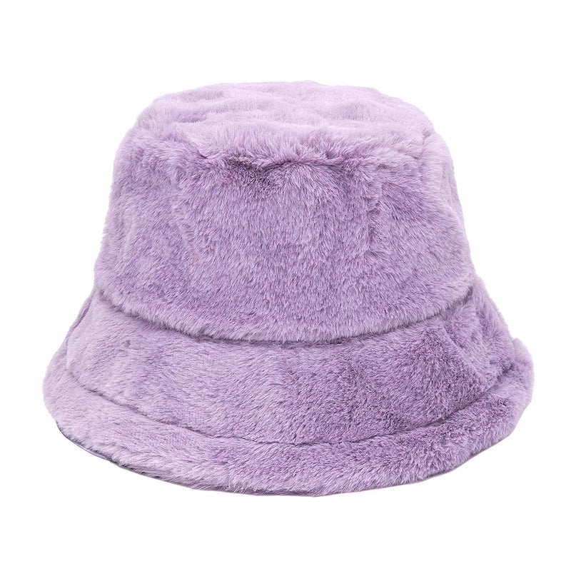 Autumn And Winter Hat Women’s New Rabbit Velvet Fisherman Hat Solid Color Candy Color Warm Thick Plush Basin Hat Japanese Fashion