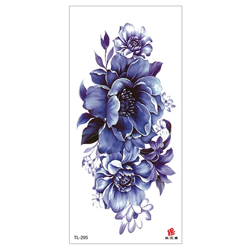 Peony Rose Temporary Tattoo Stickers,Women Body Art Tattoo,Girl Back Breast Arm Leg Red Blue Pink Flower Fake Tatoos