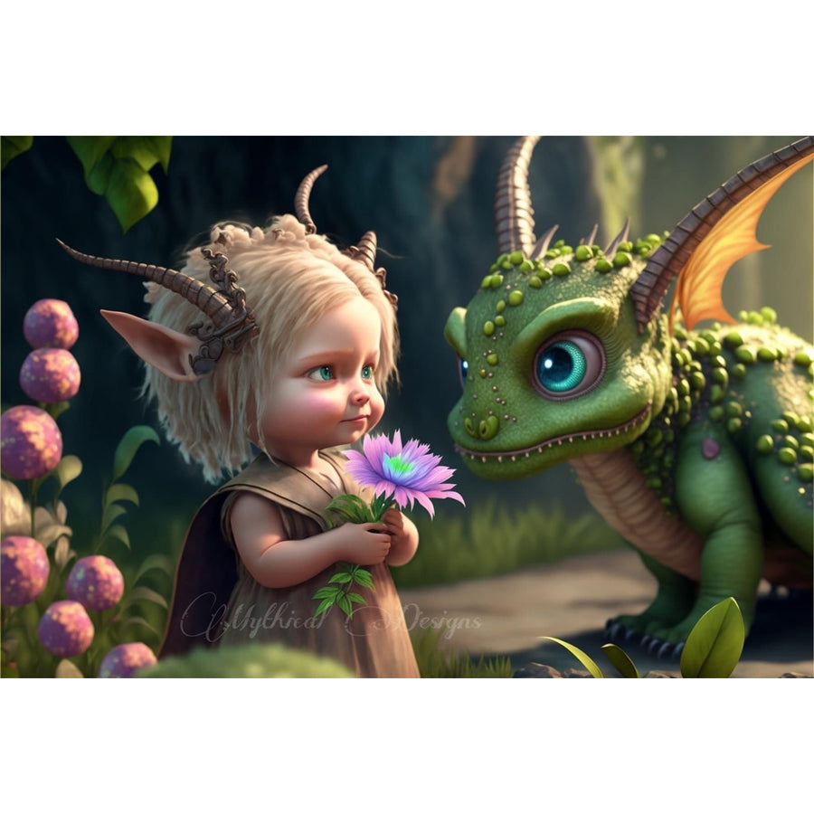 Dragon And Little Girl 40*50CM(Canvas) Full Round Drill Diamond Painting gbfke