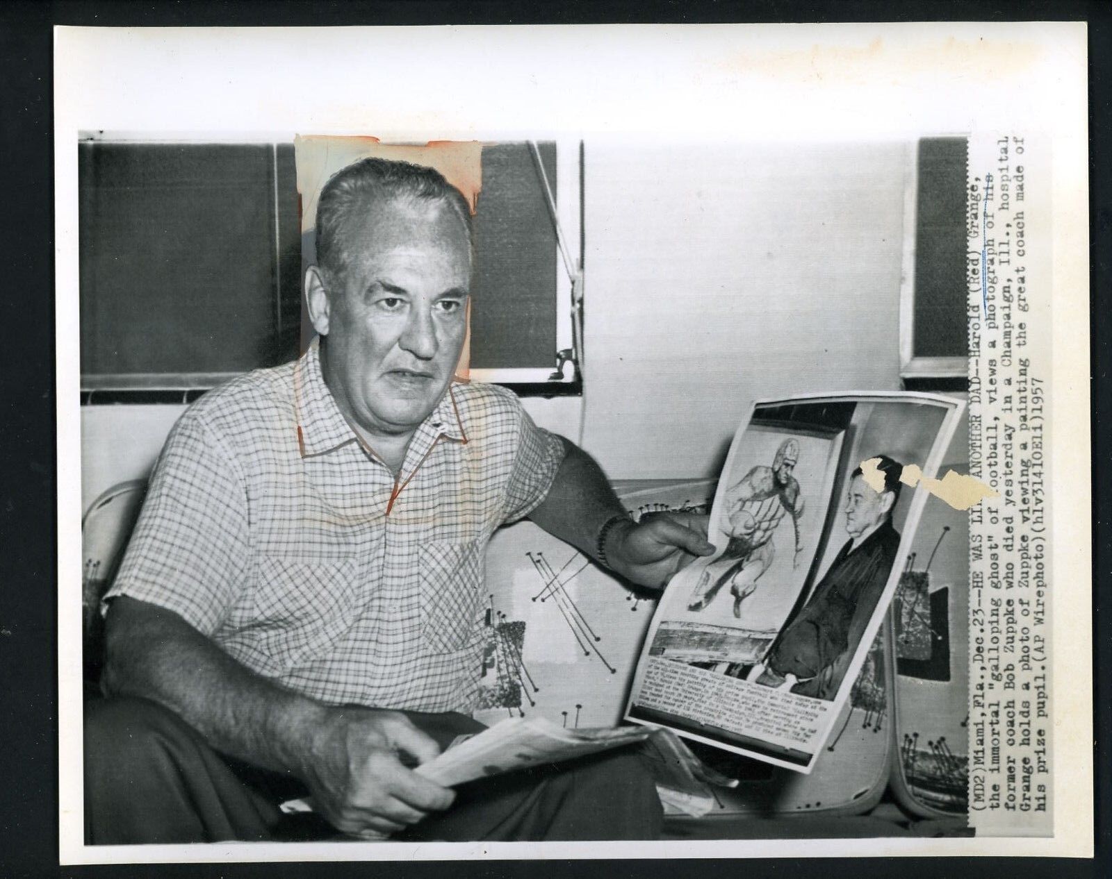 Red Grange & Bob Zuppke 1957 Press Photo Poster painting Chicago Bears University of Illinois