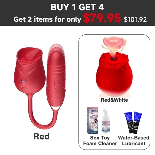 3-in-1 Rose Tongue Extender with Vibrating and Thrusting Dildo for Maximum Sensations