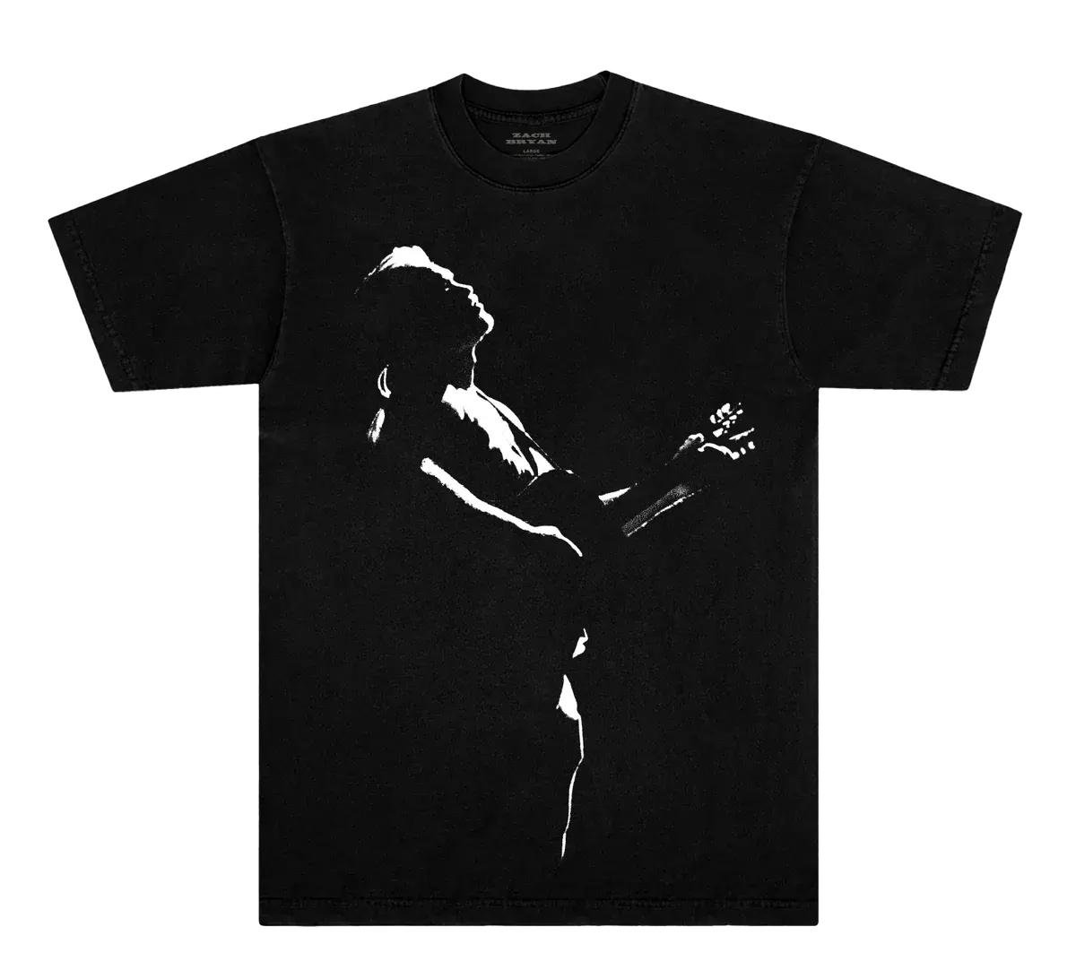 "zach bryan quittin time tour guitar silhouette t shirt black"