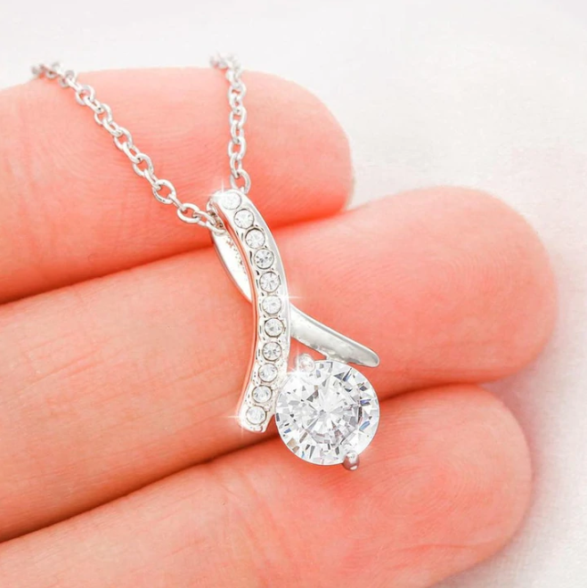 To My Wife - Love Of My Life - Love Ribbon Shaped Necklace