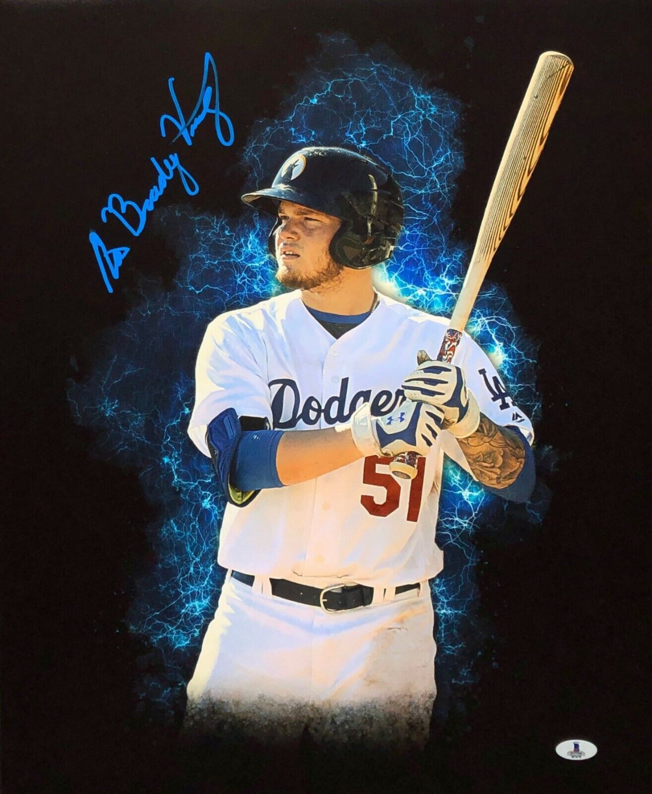 Alex 'Brady' Verdugo Signed 16x20 Baseball Photo Poster painting *Los Angeles Dodgers BAS I07670