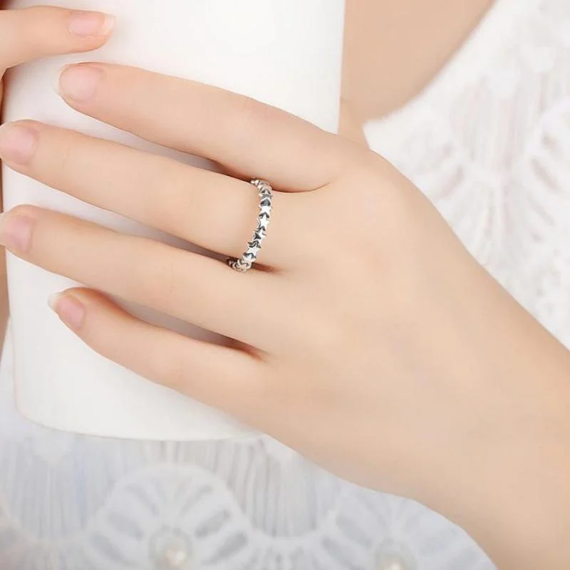 Cute and Adorable Sterling Silver Star Trail Ring