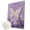 DIY Pearl Painting Lavender Butterfly for Home Decor with Frame(30x40cm)
