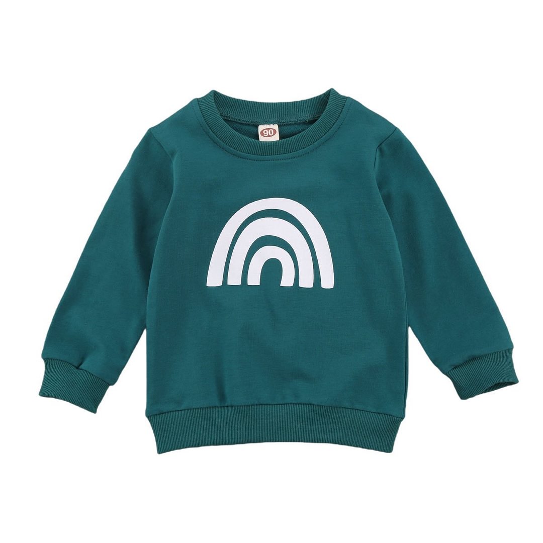 Toddler Baby Girls Boys Casual Sweatshirts, Long Sleeve Crew Neck Rainbow Printed Pullover Tops Spring Autumn 1-6Y