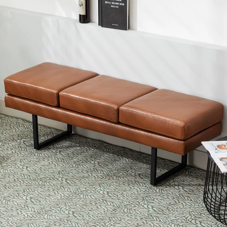 Waiting Room Chairs Bench Seat,Office Guest Receptions Bench,57 Inches Conference Room Chairs with 3 Seats,Upholstered Lobby Chairs Salon Shop,Entryway Leather Bench for Bedroom,Living Room