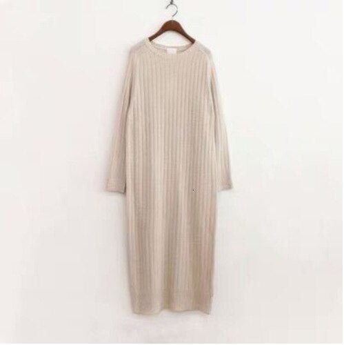 2021 Plus Size Long Sleeve Knitting Sweater Winter Maxi Bodycon Loose Skater Fashion Dress Warm Elegant For Women Ladies Dresses
