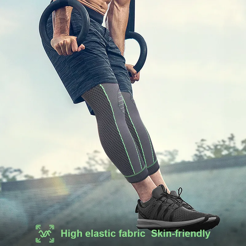 Likron Watches Extended Compression Knee Sleeve with Adjustable Strap 1pc or Pair Non-Slip Long Leg Support for Running