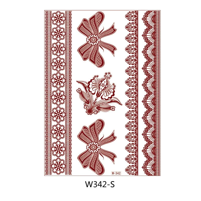 Waterproof Temporary Tattoo Sticker Chest Lace Henna Mandala wedding Flash Tattoos Flower Body Art Arm Fake Tatoo Women Men