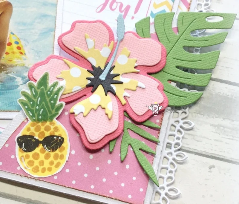 Piggy Craft metal cutting dies cut die mold Flower leaf decoration Scrapbook paper craft knife mould blade punch stencils dies