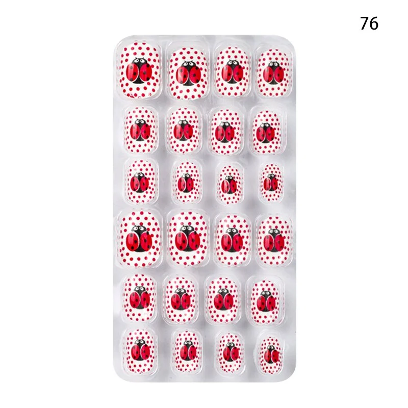 Children Adult 24 Fake Nails Christmas Cartoon Pattern Boxed Children Simple Wear-resistant Finished Full Covering Nail Sticker