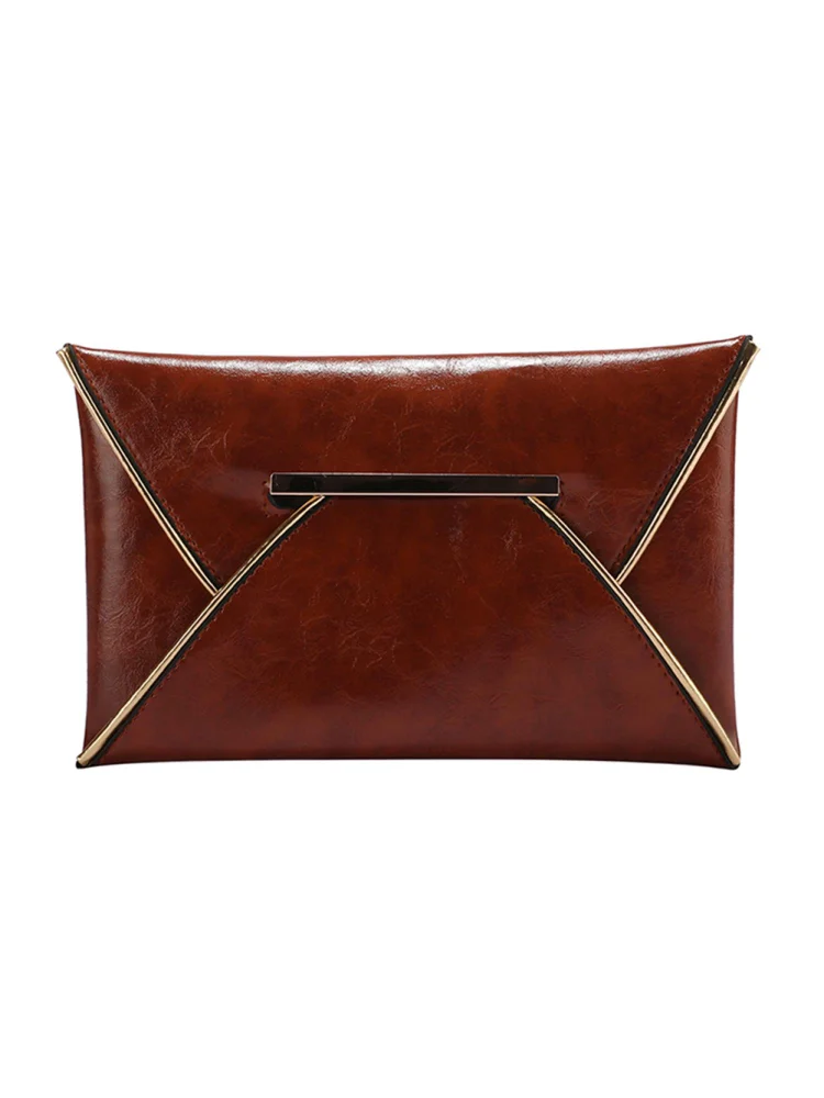 Women Clutch Purses Casual Envelope Bag Wallets Vintage for Party (Brown)