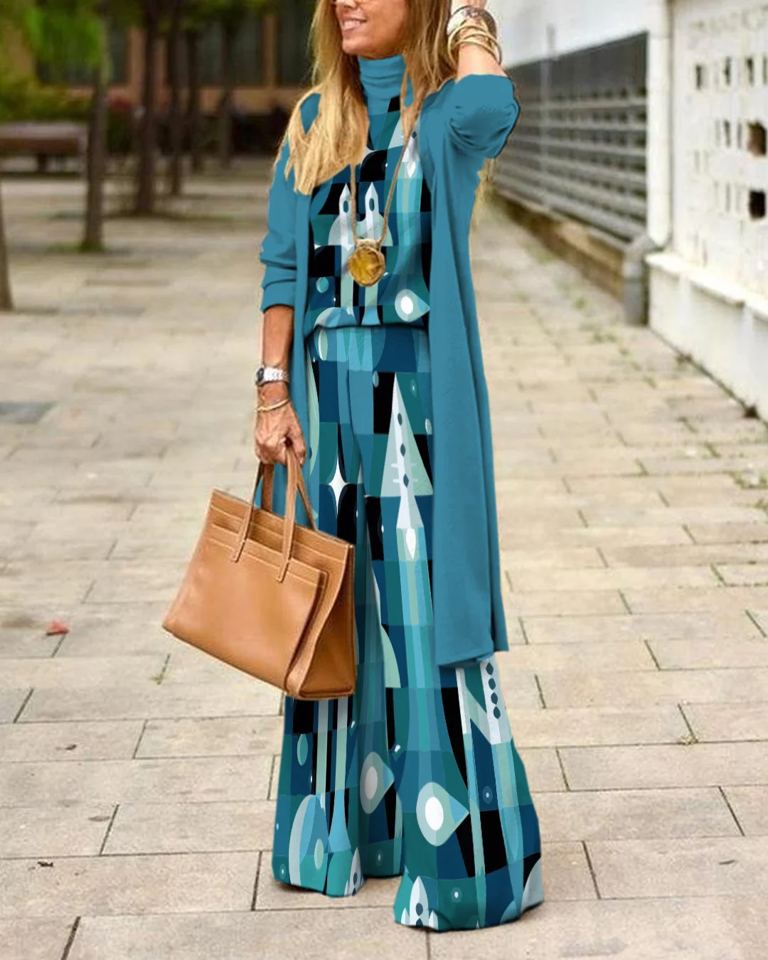 Herringbone Sweater Three-Piece Suit c914