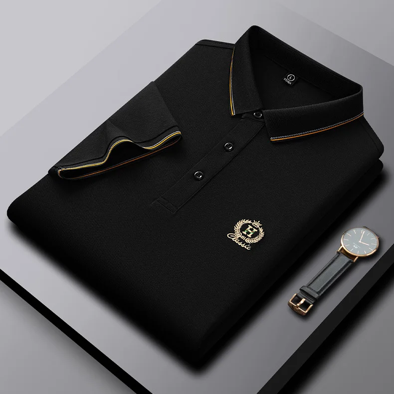 Men's embroidered lapel light business casual POLO shirt