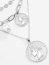 Retro Portrait Embossed Pendant Multilayer Necklace