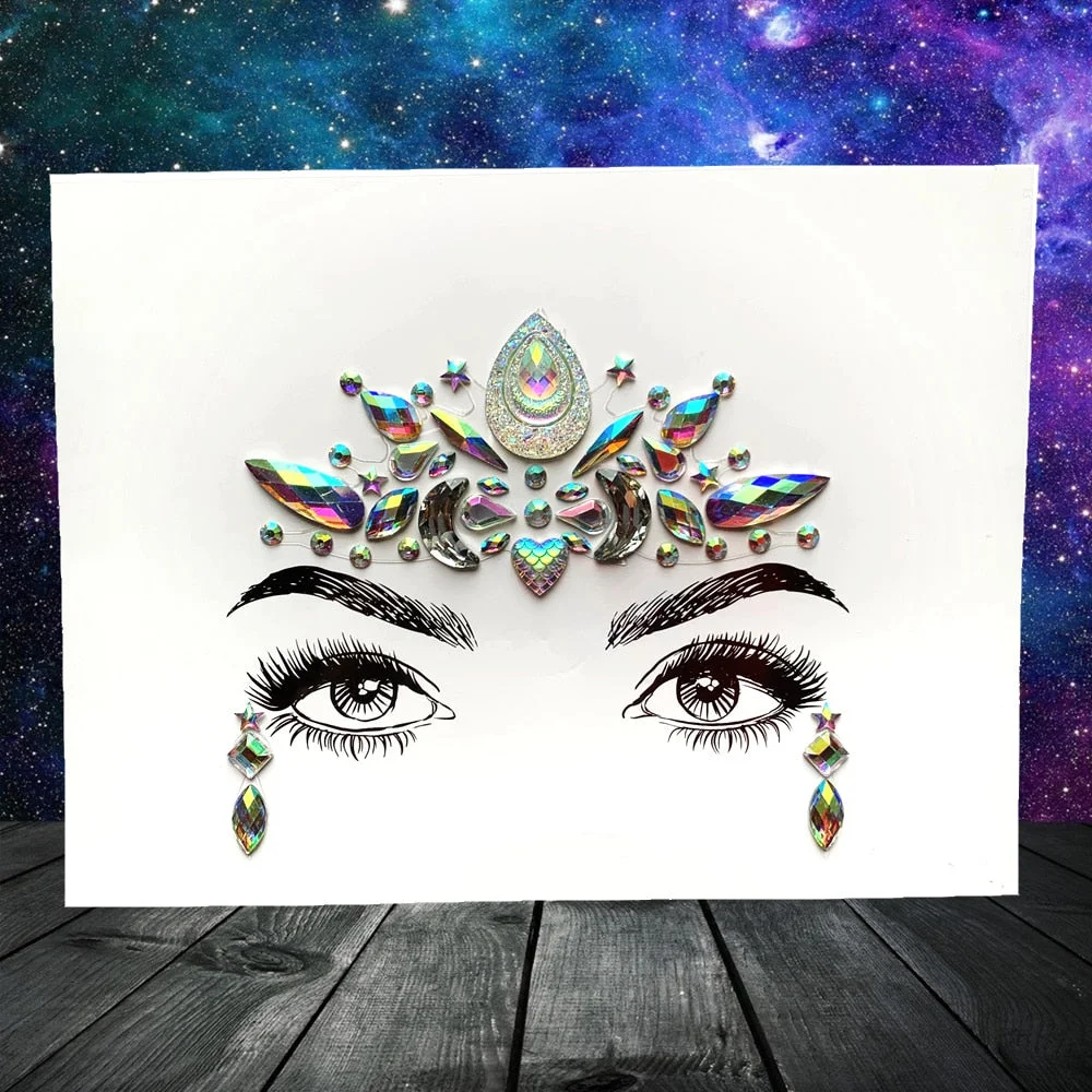 3D Flash Eye Gems Sticker Diamond Face Jewelry Acrylic Resin Drill Body Art For Party Show Rhinestone Forehead Eyebrow Eye Decor
