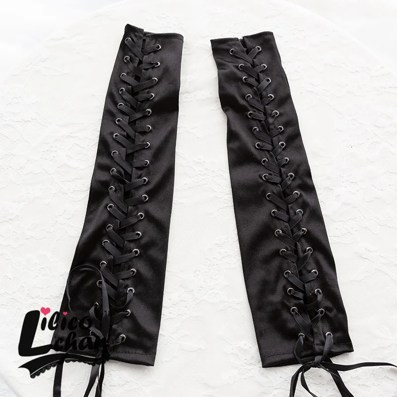 Billionm Black Lace Up Fingerless Gloves Elbow steampunk for Womens Costume Party Arm Warmer Sexy Mittens Clubwear Cosplay Accessories