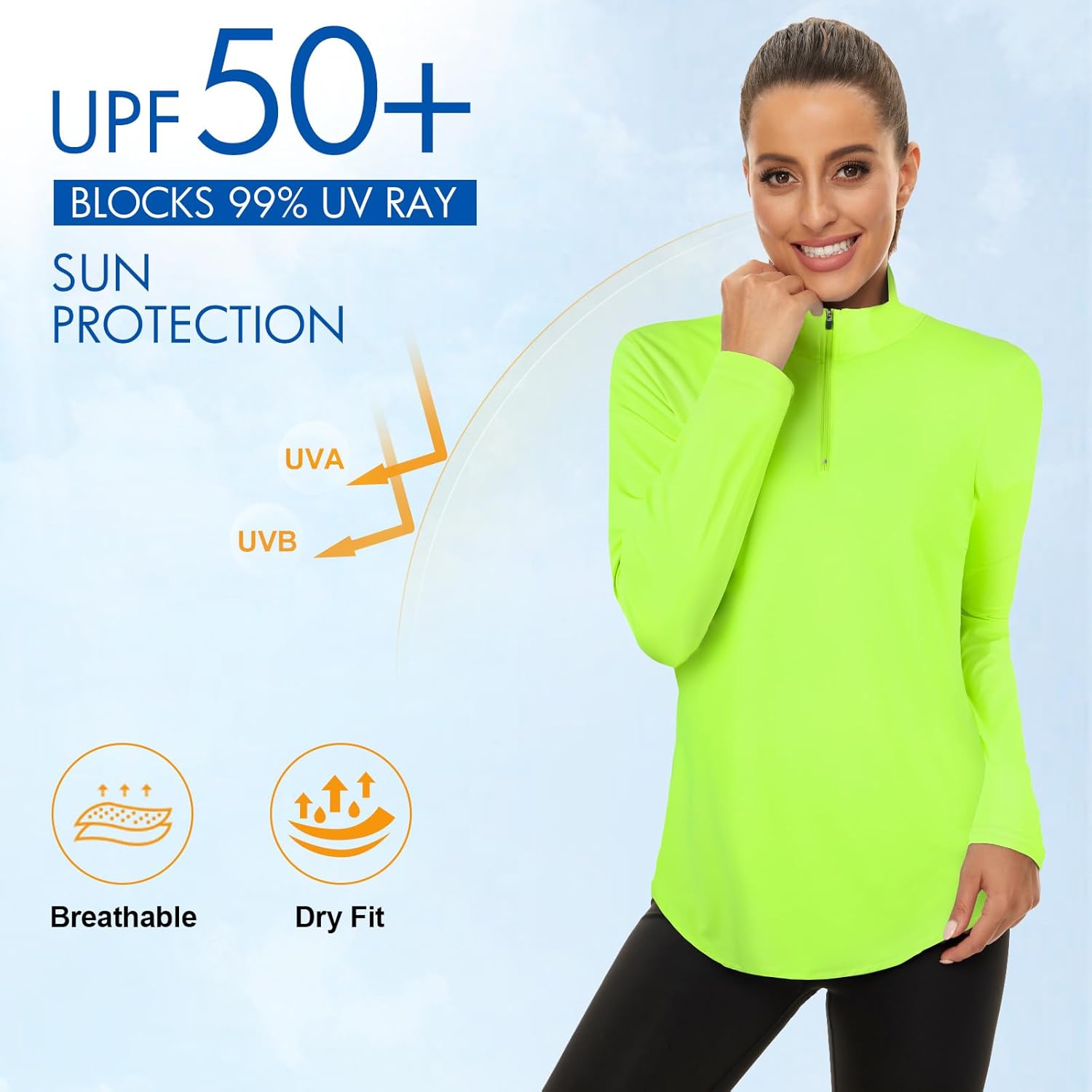 Women's Long Sleeve Golf Tennis Polo Shirts UPF50+ Half Zip Dry Fit Workout Tops Athletic Shirt