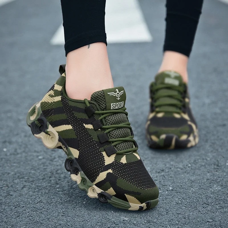 HOT Camouflage Fashion Sneakers Women Breathable Casual Shoes Men Army Green Trainers Plus Size 35-44 Lover Shoes 2020