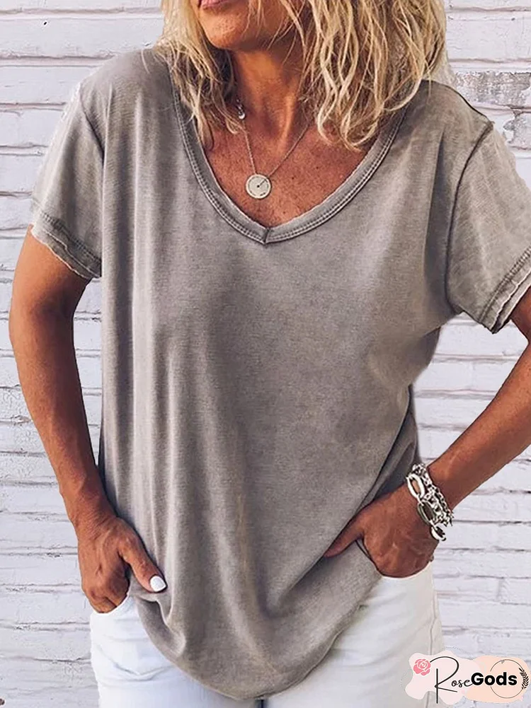 Women Short Sleeve Cotton Solid Top