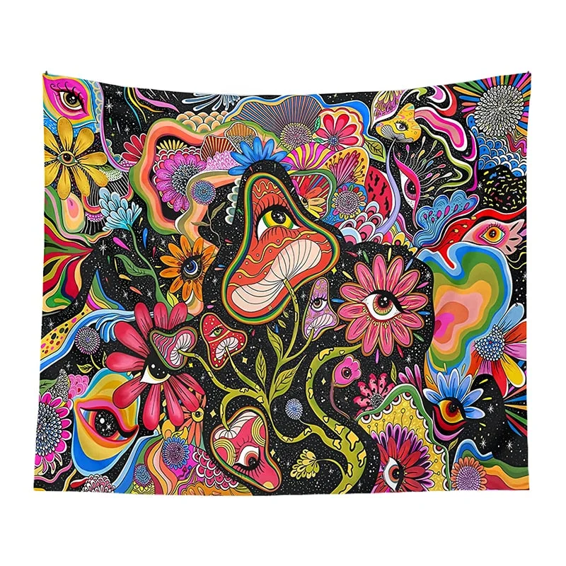 Psychedelic Tapestry Mushroom Tapestry Trippy Tapestry Colorful Hippy Eye tapestries Wall Hanging for Bedroom Wall Art Decor