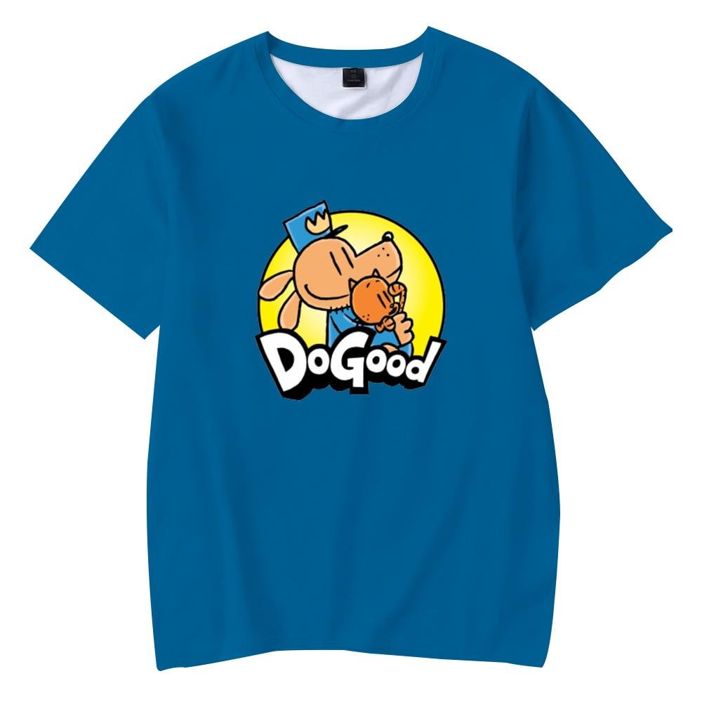 Dog Man Mothering Heights T-Shirt Round Neck Short Sleeves for Kids Adult Home Outdoor Wear