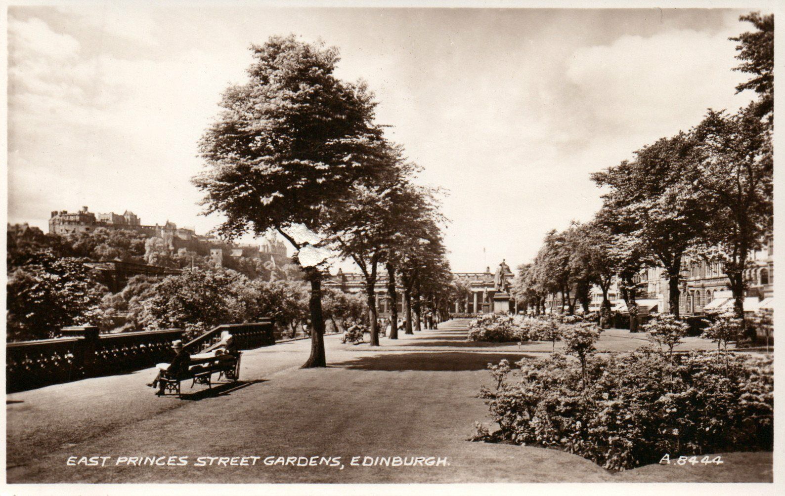 Vintage East Princes Street Gardens Edinburgh RPPC Real Photo Poster painting Postcard