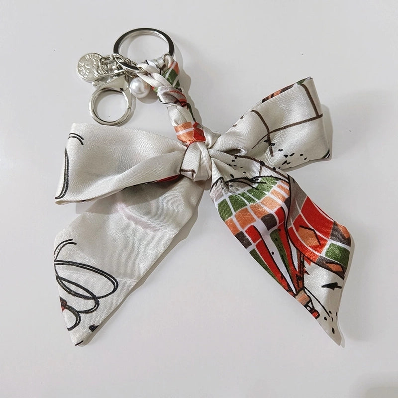 Sweet Minimalist Bow Knot Cloth Metal Unisex Bag Pendant Keychain