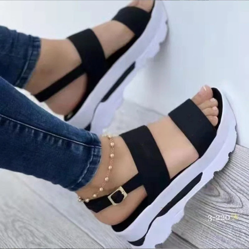 2022 Fashion Wedge Female Platform Buckle Strap Street Summer Shoes Punk Beach Wedges Women Sandals Chunky Sandalias De Mujer
