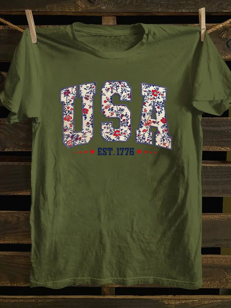 Floral USA T-shirt