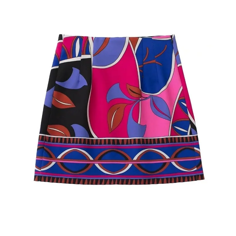 Budgetg TRAF Print Women's Pants Sets Spring 2022 Wide Leg Pants For Women High Waist Casual Pants Y2k Vintage Streetwear Woman Trousers