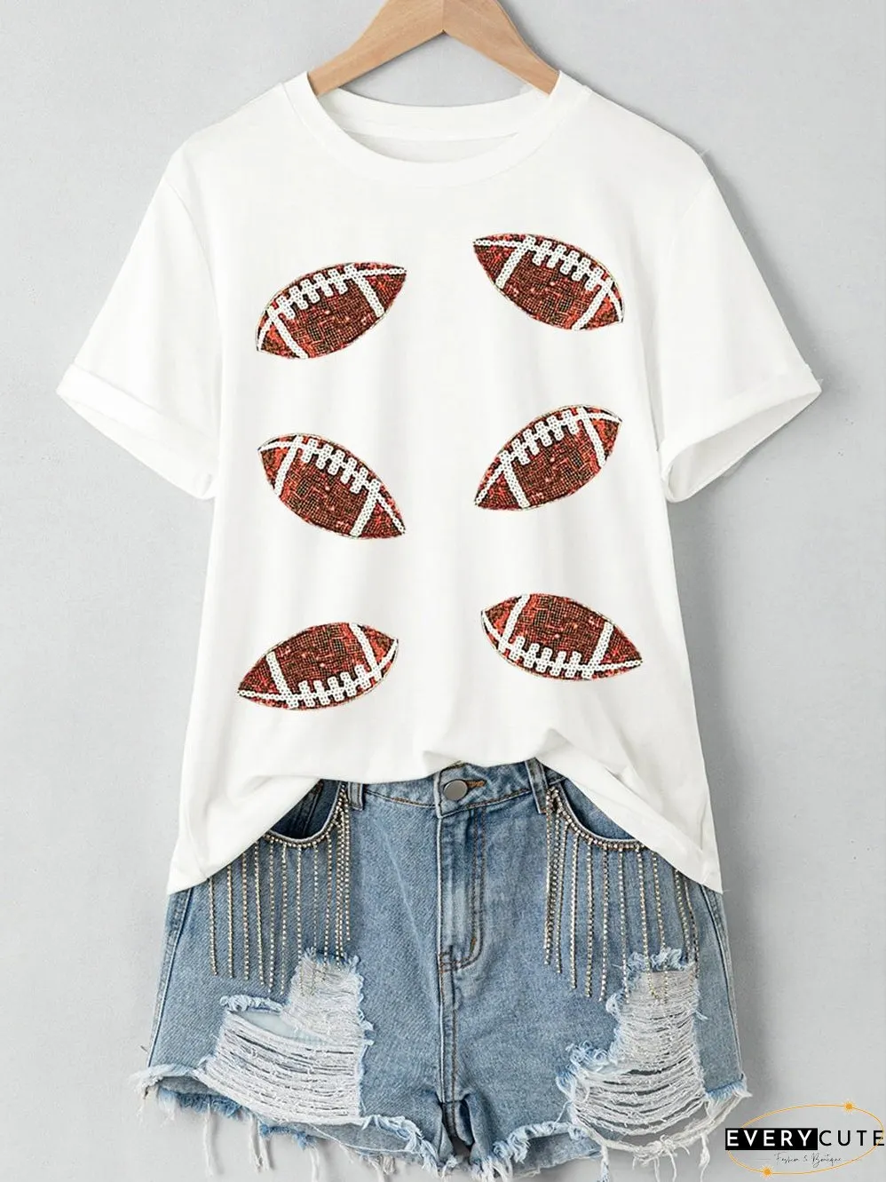 Cute Sequin Football Top