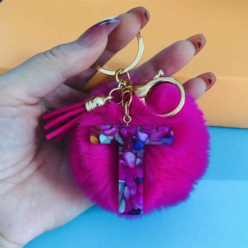 Minimalist Commute Letter Hairball Resin Unisex Bag Pendant Keychain